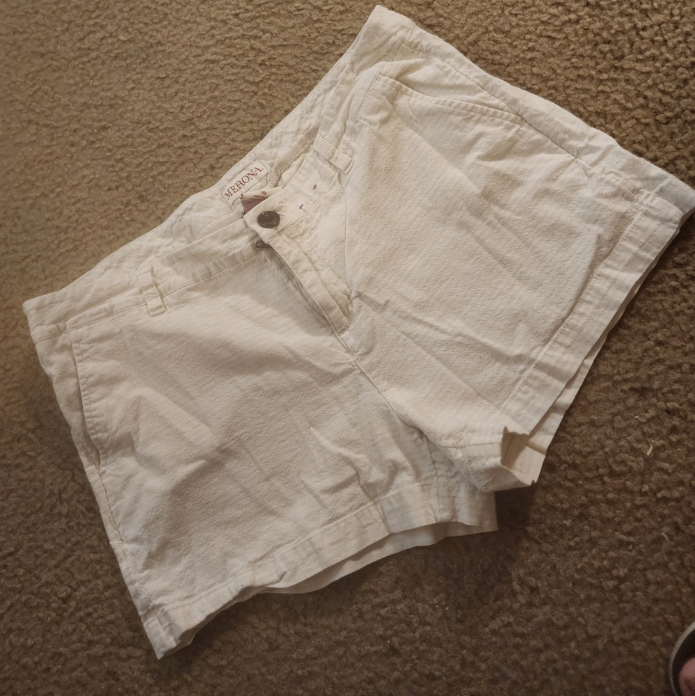 Women's linen and cotton striped shorts